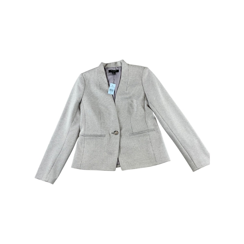 Ann Taylor Petite Houndstooth Single Button Blazer Black White 00P New With Tags
